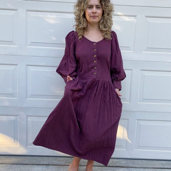 vintage 1990s maroon dress by El Huarache - Picture 3 of 9
